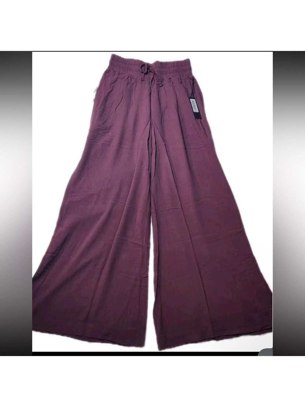 Savvi Wide Leg Pant With Drawstring Waist Size Medium Side Slit Legs and pockets